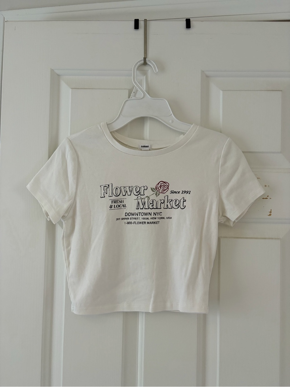 Garage White 'Flower Market' Graphic Tee with Rose Accent